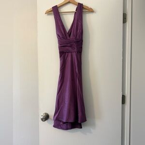 Nicole Miller 100% Silk V Neck Racer Back Formal Dress in Royal Purple